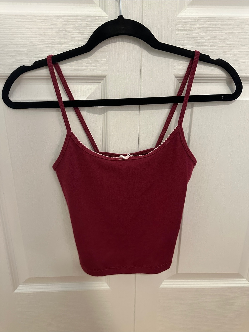 GARAGE Spaghetti Strap Crop Tank Top - Burgundy